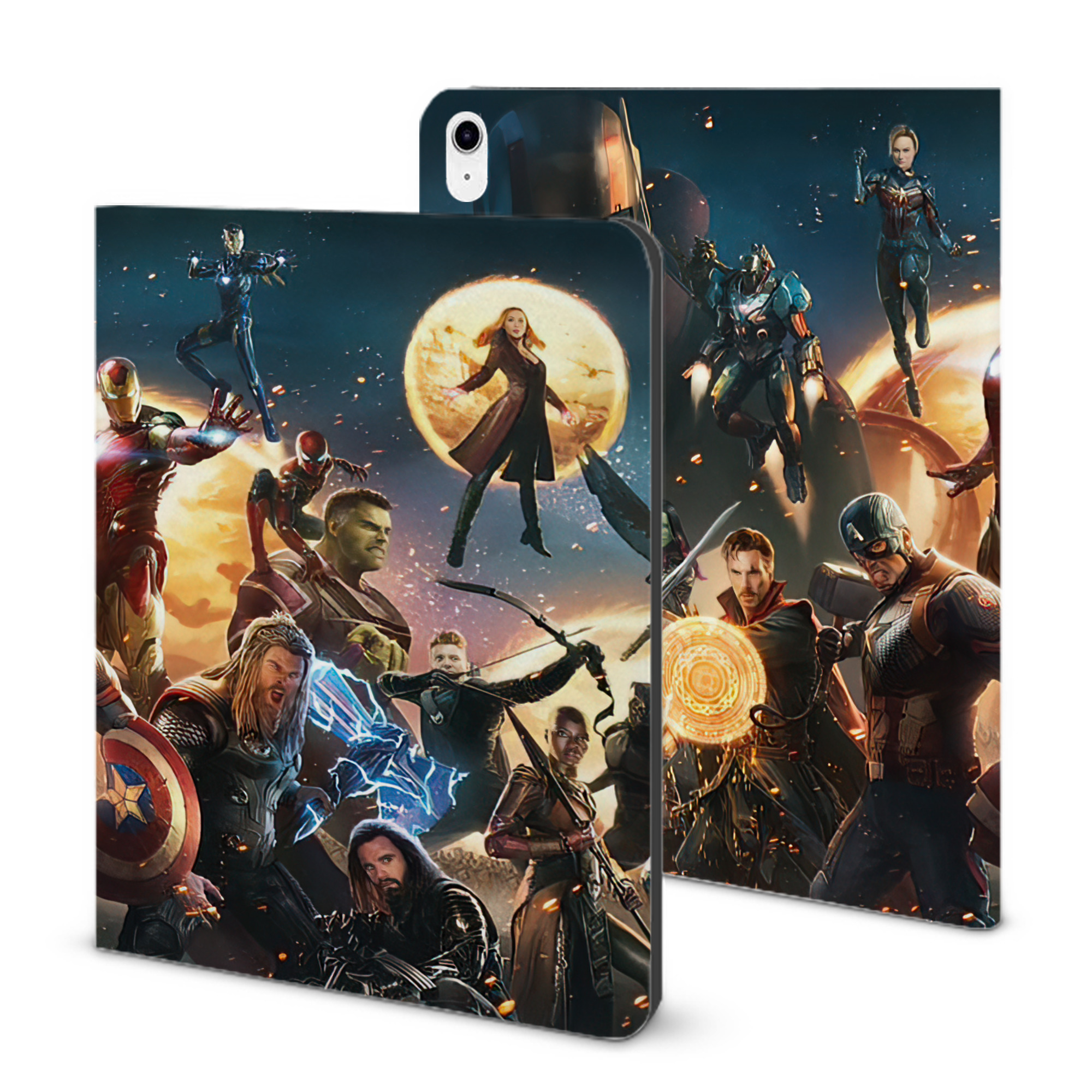 （画像用） アベンジャーズ The Avengers IPad ケース ブック型 PUレザー TPU 耐衝撃 軽量 薄型 ペン収納なし 全面保護 IPad 各モデル対応